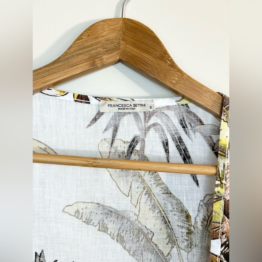 Francesca Bettini Tropical Print Linen Kimono Cardigan - Picture 3 of 14